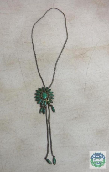 Vintage Bolo Tie Silver & Turquoise