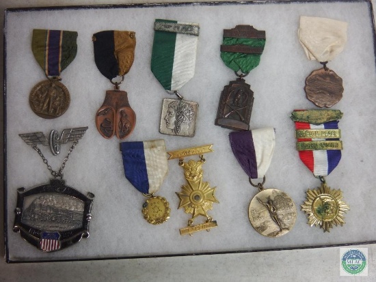 Lot of 10 Various Medals in Collector Display box