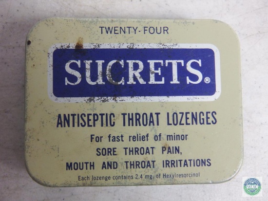 Vintage Sucrets Tin (empty) and Metal Matches Holder