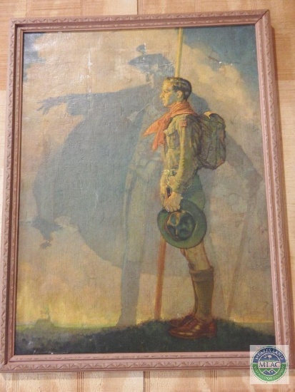 Normal Rockwell Print Boy Scout 1940's Repro in Frame