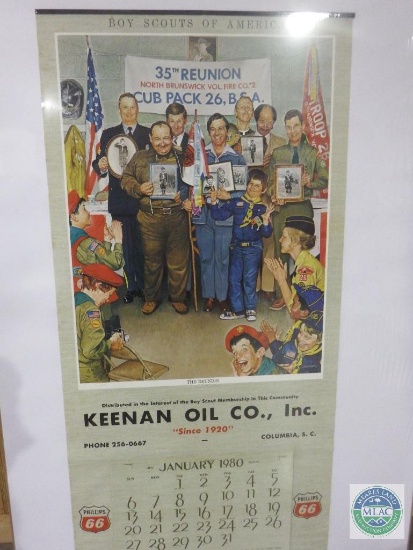 Boy Scouts 1980 Calendar "The Reunion" Advertising Poster 33" x 16"