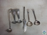 6 piece Old Creamer and Sugar Spoons 1 butter knife