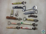 Lot of 13 Vintage Bottle Openers with Advertising Handles