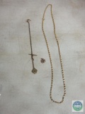 Lot of Gold Tone Jewelry Necklace Cuff Link and Charm