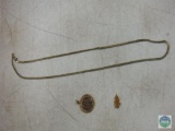 Lot Gold Filled Necklace, Charm, and Pin