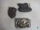 Lot 3 Bronze Tone Belt Buckles 1970's