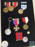 10 Piece Military Medals & Pins in Collector Display Box