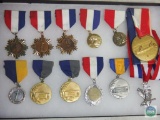 12 Piece Lot of Medals from 1970's in Collector Display Box