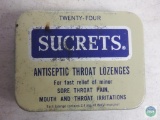 Vintage Sucrets Tin (empty) and Metal Matches Holder