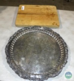 Baroque Silver Tray & Wood Cutting Board