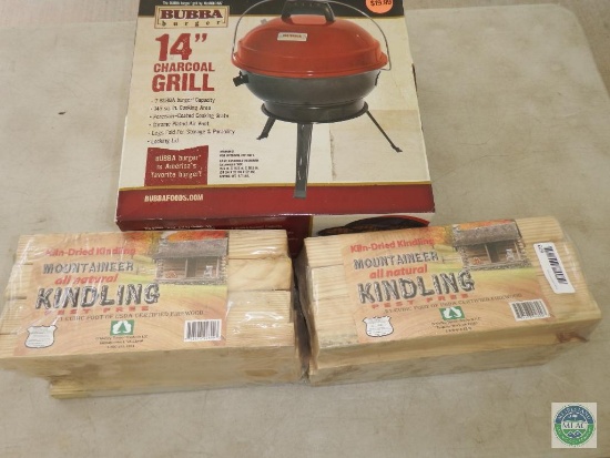 Bubba 14" New Charcoal Grill & Lot of Kindling wood