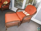 Better Homes Indoor Outdoor Wicker Chair with Cushion & Matching Ottoman