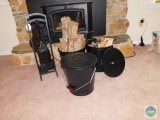 Fireplace Set & 3 Buckets of Firewood & Starters