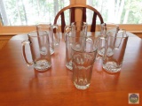 Lot of 7 Large Glass Beer Mugs