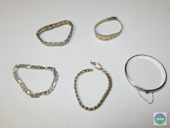 Lot of 5 Vintage Sterling Silver Bracelets