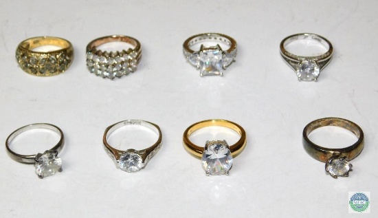 Lot of 8 Sterling Rings Various Styles