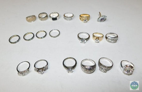 Lot of 19 Costume Rings in Various Styles