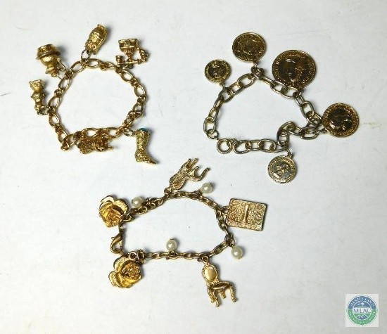 Lot of 3 Vintage Charm Bracelets