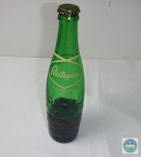 Electropura Green Glass 12 oz Bottle *1/2 Full with Cap