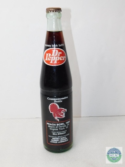 Dr Pepper Virginia Tech 1981 Commemorative Bottle Full 16 oz