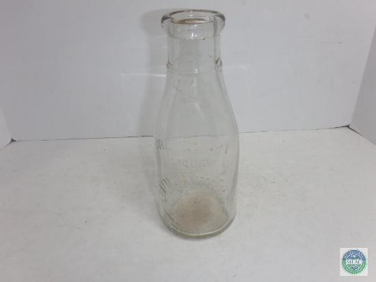 Lebanons Sanitary Dairy 1 Quart Clear Glass Milk Bottle Lebanon PA