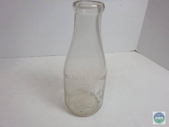 Brunson's Dairy Farm Mobile Al 1 Quart Clear Glass Bottle Jug
