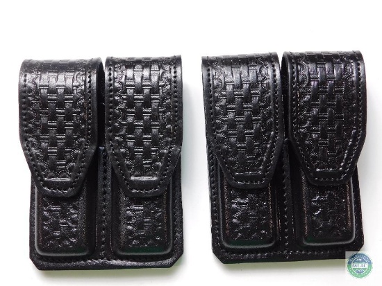 Lot 2 Leather Double Mag Magazine Pouches Fits Colt 1911