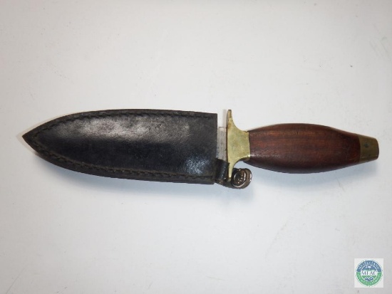 4" Dagger Knife marked "Pakistan" Wood & Brass Handle with Sheath