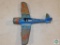 Hubley Kiddie Toy Airplane Metal *Broken back wing & Missing Cockpit Cover