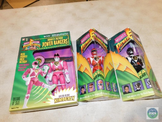 Lot of 3 Power Rangers Figurines 8" Doll; Pink, Red, and Black