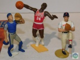 Lot of 3 Baseball & Basketball Figurines & Griffey Poster