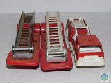 Tootsietoy Firetruck Metal & Plastic & 2 Ladder trailers Tonka Metal