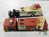 Lot 2 Hess Plastic Firetruck Coin Banks *BOTH MISSING PARTS