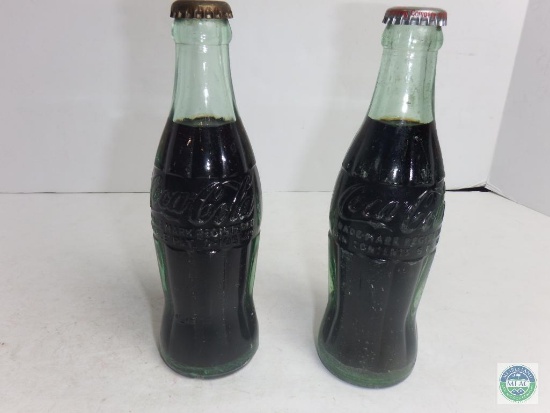 Lot of 2 Coca-Cola Full Bottle 6 oz Embossed Greenville SC *Crate Rub