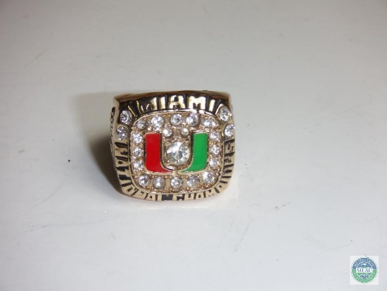 World Champions Miami Hurricanes Gold tone Ring Toretta