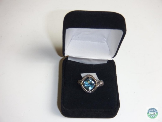 Torello Ring with 2.7 Carat Light Swiss Blue Topaz in Sterling Silver Sz 8