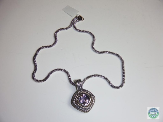 Torello 4.39 CTTW Pink Amethyst Pendant on Cord Necklace 14K