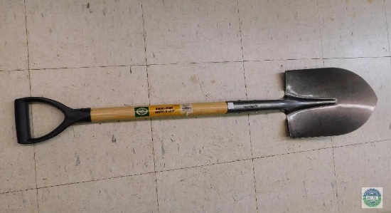 HB Smith Round Point Shovel D-Grip Tempered steel Wood Handle