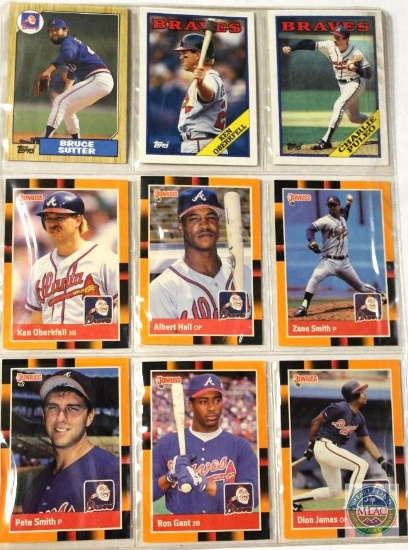 Sheet of Braves Baseball Cards 1987-1989 Topps and Donruss