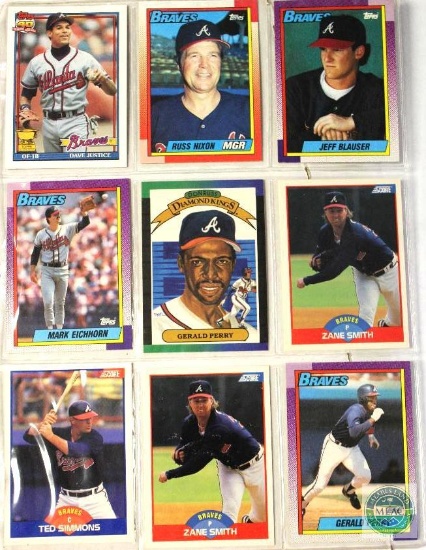 Sheet of Braves Baseball Cards 1988-1990