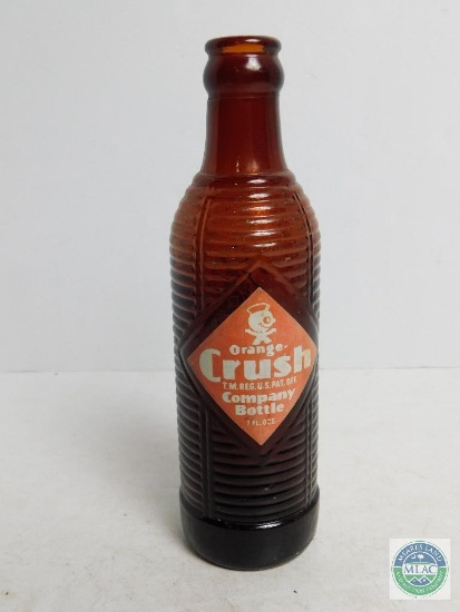 Orange Crush Amber Ribbed Glass Bottle