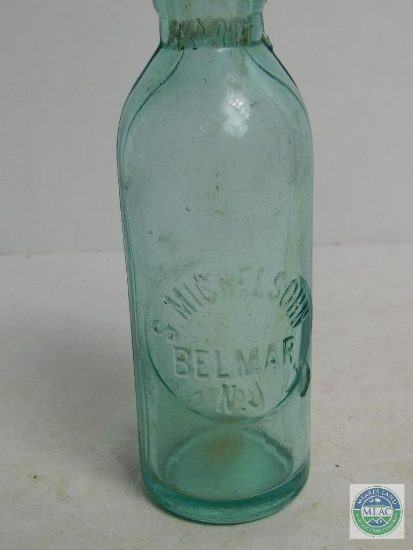 S.Michelsohn Belmar NJ Blue Tint Glass Bottle