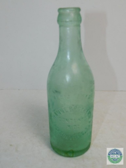 Hanne Brothers Jacksonville FL 8 oz Frosted Green Tint Glass Bottle