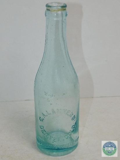 C. A. Lammers Denver Co Blue Tint Glass Bottle