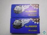 2 Boxes 100 Rounds Silver Bear 9mm Makarov Ammo