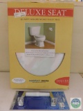White Deluxe Molded Wood Toilet Seat and Toilet Paper Holder
