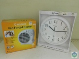 Pelonis Fan Forced Heater and Advance Wall Clock