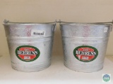 Lot of 2 Behrens Galvanized Metal Buckets 2.5 Gallon Each