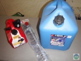 Lot of 2 Fuel Cans 1 Gallon Gas 5 Gallon Kerosene and Siphon Pump