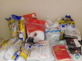 Lot of Plastic Drop Cloths and Dust Mask, and Paint Strainer, Tack Cloth